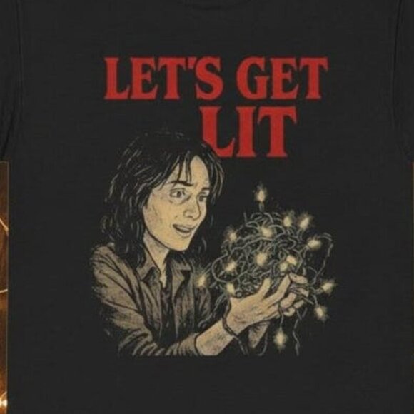 Stranger Things Christmas Tee Let's Get Lit, Funny Holiday Shirt 170 - Picture 2 of 5